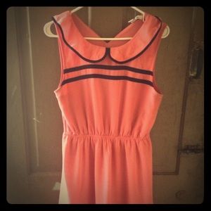 Pink Navy Cute Forever 21 Peter Pan Collar Dress